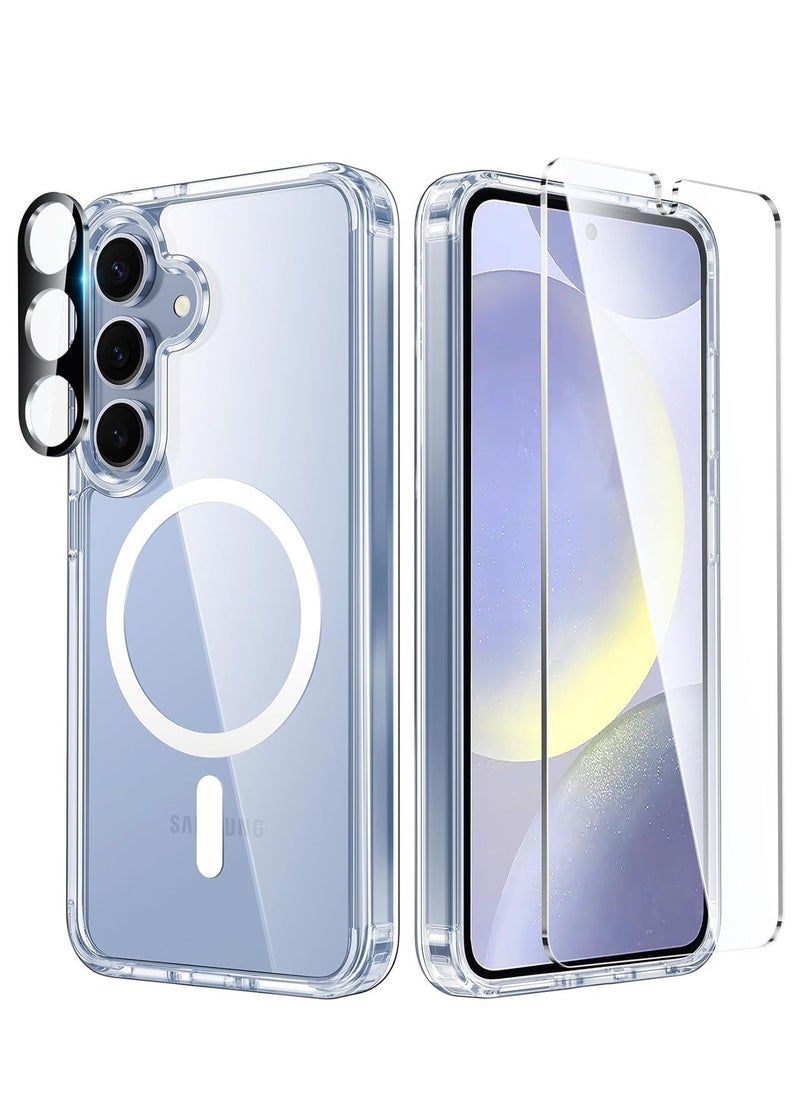 Raxoom Samsung Galaxy S24 Case: Magnetic Clear Slim Shockproof Cell Phone Protective Cover | Anti Yellowing Scratch Proof Drop Proof Tough 5G Mobile Phone Protection Bumper - Image 1
