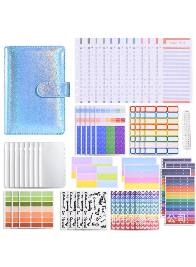 QICAI A6 Colorful Matte Laser Macaron Set Pu Notebook Cash Budget Financial Loose-leaf Book - Image 1