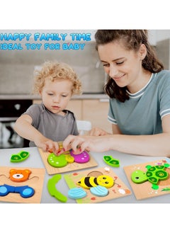 HOME 4 YOU Wooden Puzzles for Toddlers 1-3, Montessori Toys for 1 2 3 Year Old Boys Girls, Wooden Puzzles Gifts Toys Toddlers, Learning Educational Toys, Early Development and Activity Toys Gifts for Toddlers.  - Image 3