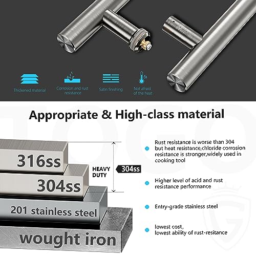 TOGU TG-6012 24 inch/600mm SUS 304 Stainless Steel Door Pull Handle/Commercial Long Door Handle with Solid mounting standoffs, Working as gate Handle Shower Door Handle,Brushed Nickel Finish - Image 4