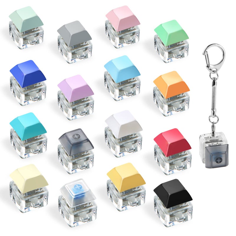 Yeetec 16 Pack Fidget Keyboard Keychain Toys Finger Keyboard Fidget Toy Keycap Fidget Keychain for Stress Relief DIY Crafts Party Supplies 16 Colors - Image 3
