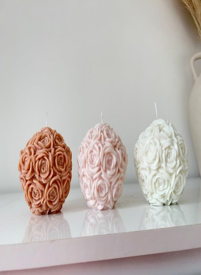PICKKART مجموعة بيك كارت من 3 شموع كروية صغيرة الحجم على شكل وردة لتزيين المنزل - الحفلات - أعياد الميلاد - هدايا - شموع معطرة لمن تحب - Image 1