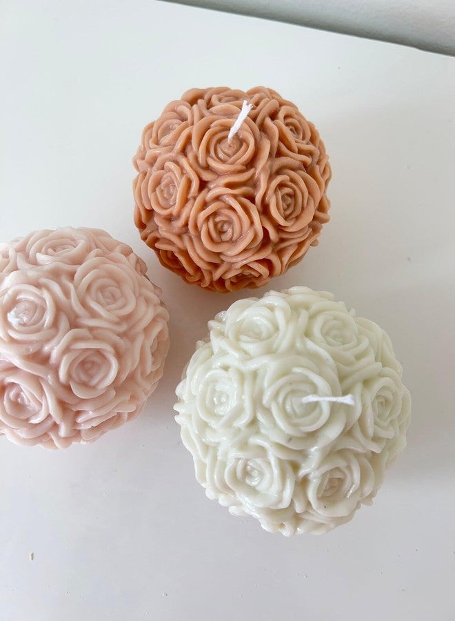PICKKART مجموعة بيك كارت من 3 شموع كروية صغيرة الحجم على شكل وردة لتزيين المنزل - الحفلات - أعياد الميلاد - هدايا - شموع معطرة لمن تحب - Image 3
