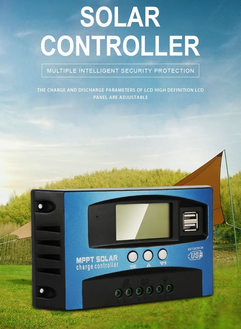 USB MPPT Solar Charge Controller Blue/Black/Grey - Image 2