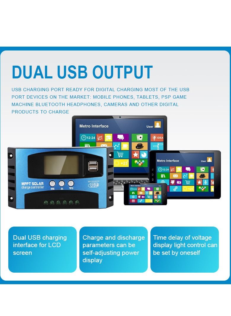 USB MPPT Solar Charge Controller Blue/Black/Grey - Image 5