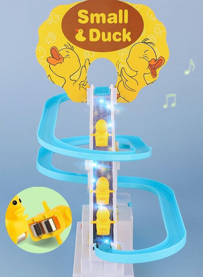 GROIC Fun Playful Yellow Duck Race Set with Flashing Lights & Music,Climb Stairs Toy Roller Coaster Toy, Jolly Duck Slide Playset - Image 4