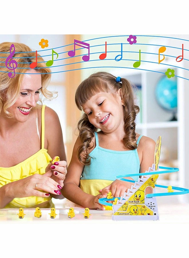 GROIC Fun Playful Yellow Duck Race Set with Flashing Lights & Music,Climb Stairs Toy Roller Coaster Toy, Jolly Duck Slide Playset - Image 5