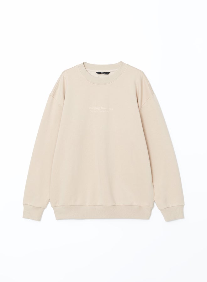 LC WAIKIKI Oversize Crew Neck Long Sleeve Printed Men's Sweatshirt - Image 1