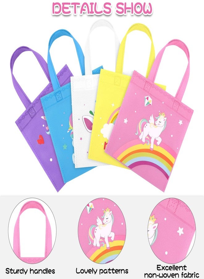 MIMIND 24 Pieces Rainbow Gift Bags Non-Woven Party Bags Unicorn Goodie Treat Candy Bags Reusable Party Favor Bags for Baby Shower, Birthday, Rainbow Party Supplies (7.8 x 7.8 Inches) - Image 3