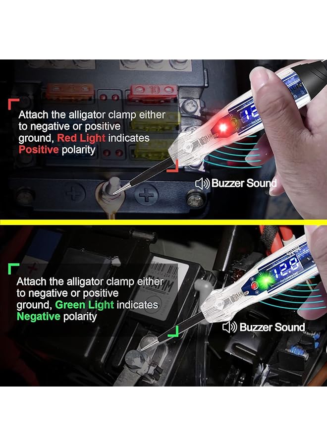 Excefore Automotive Test Light With 102'' Wire, Dc 4-60V Smart Digital Voltage Tester With Lcd Backlight Display, Car Truck Vehicle Circuits Low Voltage Tester Probe, Digital Circuit Tester With Flashlight - Image 2