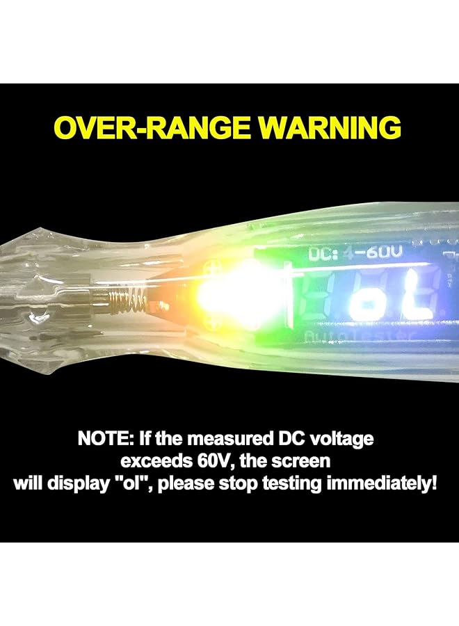 Excefore Automotive Test Light With 102'' Wire, Dc 4-60V Smart Digital Voltage Tester With Lcd Backlight Display, Car Truck Vehicle Circuits Low Voltage Tester Probe, Digital Circuit Tester With Flashlight - Image 4