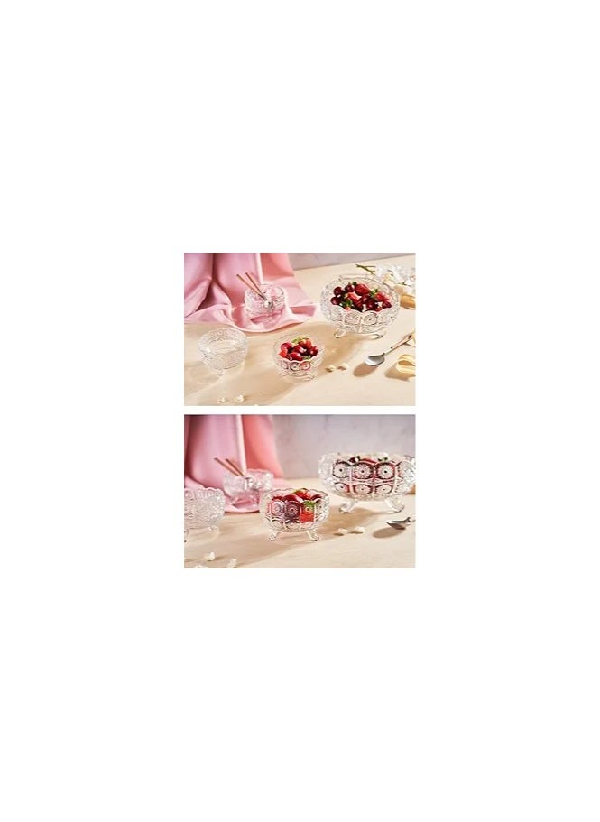 CITY GLASS - City Glass Bohemia Footed Bowls Set Of 7 Pieces (1 Large 1.5 LT - 6 Small 28 CL) - Clear - Image 1