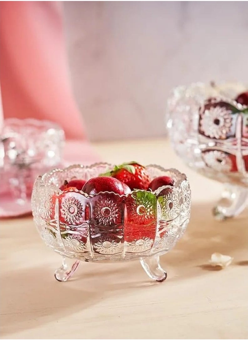 CITY GLASS - City Glass Bohemia Footed Bowls Set Of 7 Pieces (1 Large 1.5 LT - 6 Small 28 CL) - Clear - Image 1
