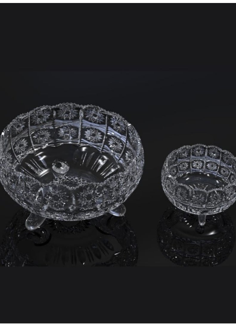 CITY GLASS - City Glass Bohemia Footed Bowls Set Of 7 Pieces (1 Large 1.5 LT - 6 Small 28 CL) - Clear - Image 1