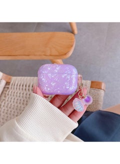 Shell Pattern Suitable For Airpods Pro Protective Case TPU Full Coverage Soft Belt Pendant 3 Generation For Apple 2 Bluetooth Earphone Case-Color:Purple-Applicable Model:Airpods 3 Generation