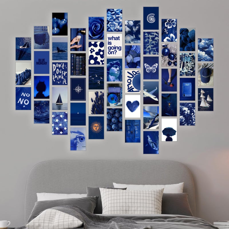 Y2K BOO Midnight Blue College Prints Wall Collage Kit - 50pcs Trendy Nautical & Ocean Aesthetic Photos, Dark Navy Room Decor for Teen Girls, Modern Sea Art for College Dorm & Apartment - Image 5