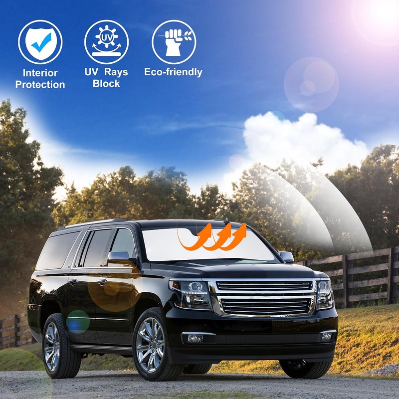 LHFLIVE Windshield Sun Shade Custom Fit for 2015-2020 Chevrolet/Chevy Suburban Accessories Foldable Sunshade Sun Blocker Protect Car from Sun Rays & Heat Damage Keep Car Cooler - Image 5