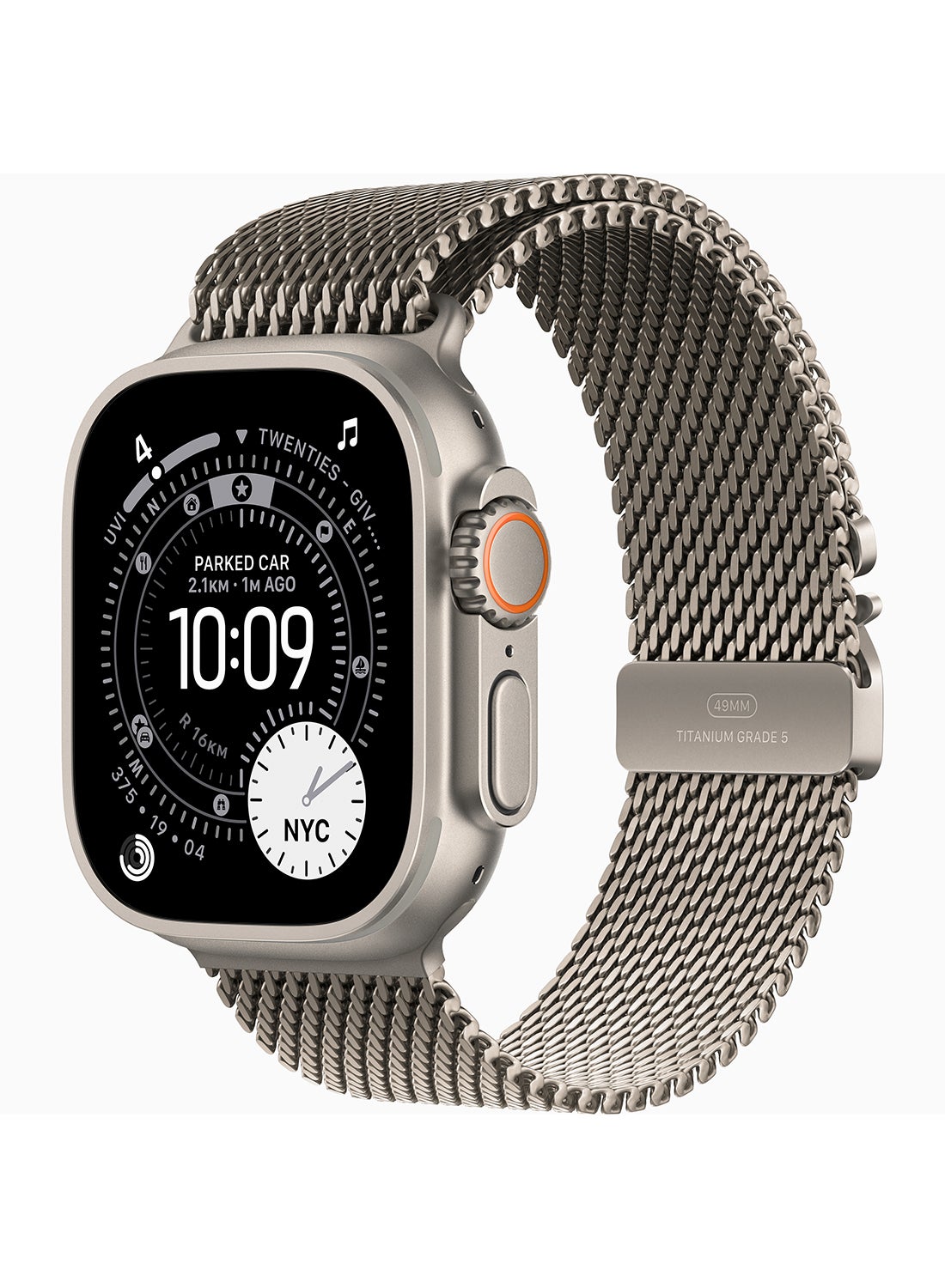 Apple Watch Ultra 3 GPS + Cellular 49mm (Middle East Version) Natural Titanium Case With Natural Titanium Milanese Loop - Small