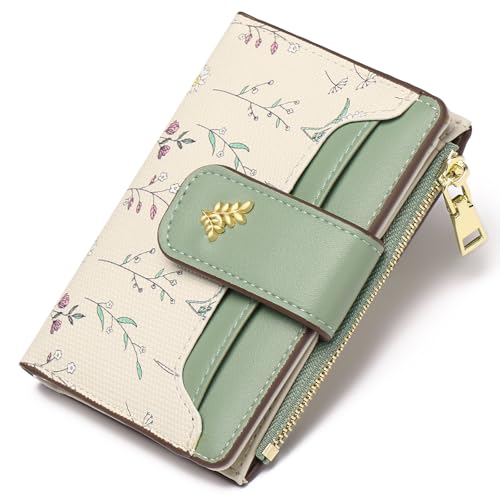 GAEKEAO Small Wallets for Women RFID Blocking Leather Bifold Zipper Pocket Wallet Credit Card Holder with ID Window - Image 1