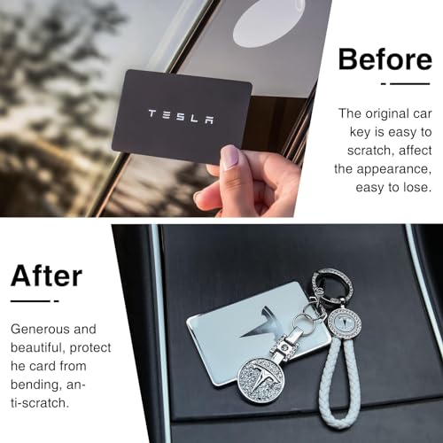 Tesheer for Tesla Key Card Holder Bling Key Chain fit Tesla Card Key Holder for Model S/X/3/Y Cybertruck Card Key Holder for Tesla Keychain Crystal Key Card Protective Key Fob Tesla Accessories - Image 3