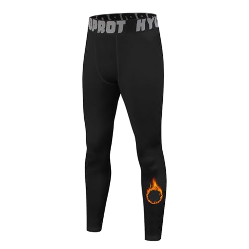 HYCOPROT Boys Thermal Compression Leggings Youth Fleece Lined Sports Tights Pants Kids Athletic Base Layer Girls Cold Weather Winter Gear Toddler Children's Long Johns for Basketball Football Hockey - Image 1