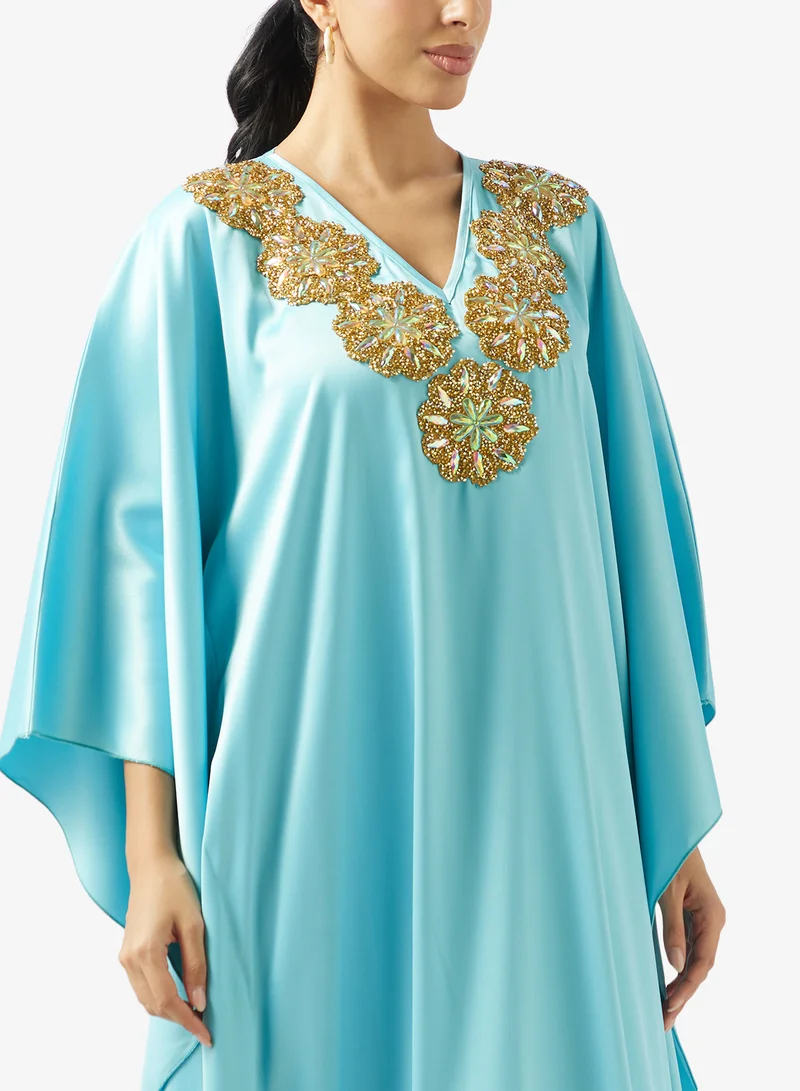 Golden Apple  V neck  With Embroidered Jalabiya for Women | Best Price UAE