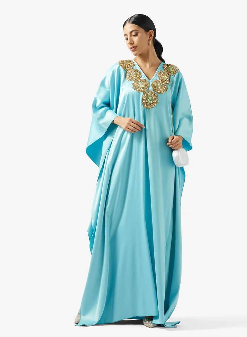 Golden Apple  V neck  With Embroidered Jalabiya for Women | Best Price UAE