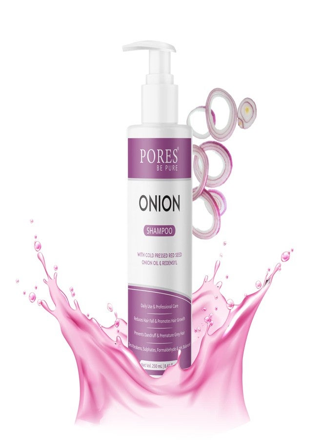 PORES Be Pure Onion Shampoo with Redensyl | Cold Pressed Red Seed Onion Oil for Hair Fall Control, Dandruff & Hair Growth | Nourishing Shampoo for Dry, Damaged Hair | For Men & Women - 250 ml - Image 2