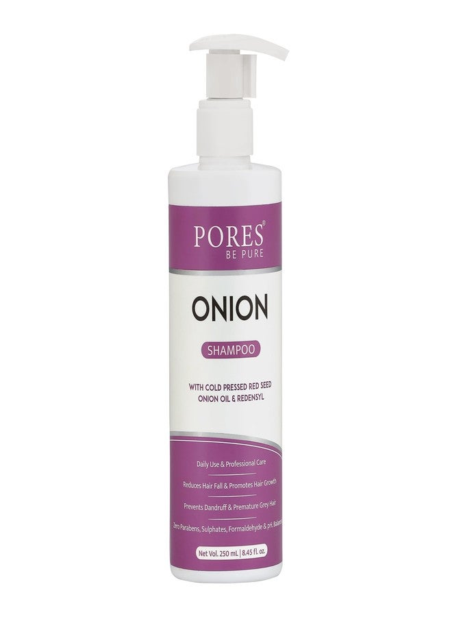 PORES Be Pure Onion Shampoo with Redensyl | Cold Pressed Red Seed Onion Oil for Hair Fall Control, Dandruff & Hair Growth | Nourishing Shampoo for Dry, Damaged Hair | For Men & Women - 250 ml - Image 1