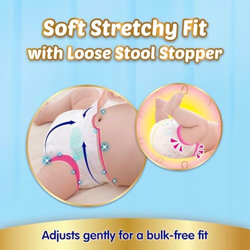 Mamypoko New Baby| Tape Style Baby Diapers, 28 Count, 3-5kg||2x Instant Absorption| Soft stretchy fit |Natural Extracts for Nourishment | Loose Stool Stopper, Wetness Indicator - Image 4