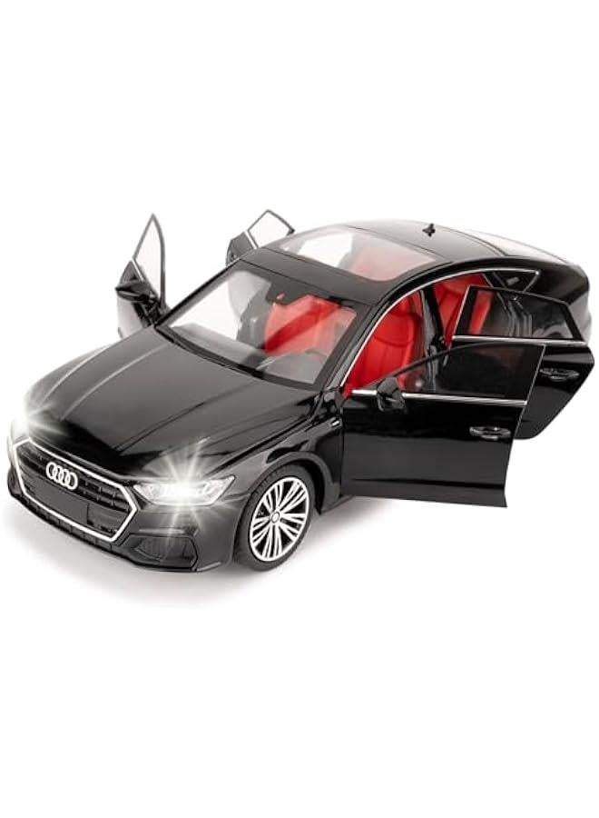 Toy Car Compatible for 1:24 Audi A7 Model Car, Pull Back Diecast Collectible Car with Sounds＆Lights for Kids Boys Girls and Adults, Gift (Black) - Image 1