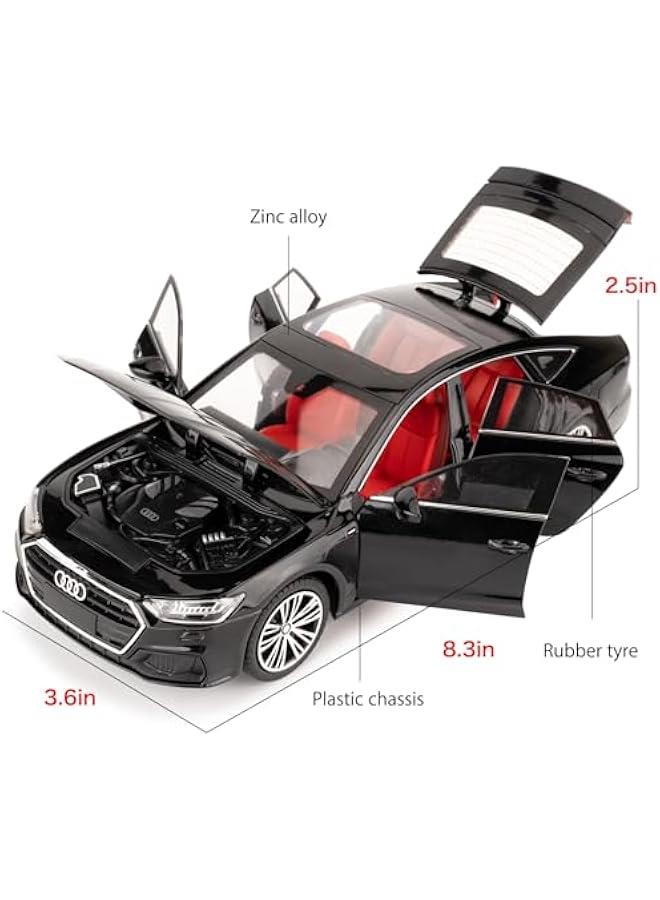 Toy Car Compatible for 1:24 Audi A7 Model Car, Pull Back Diecast Collectible Car with Sounds＆Lights for Kids Boys Girls and Adults, Gift (Black) - Image 2