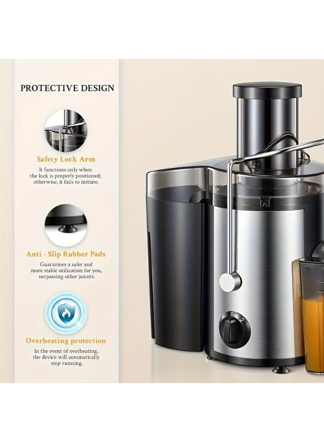 عصائر جديدة، عصائر الطرد المركزي مع ثلاث بوصات عريضة الفم الفاكهة والخضروات مزلق تغذية، سهلة لتنظيف الفولاذ المقاوم للصدأ - Image 3