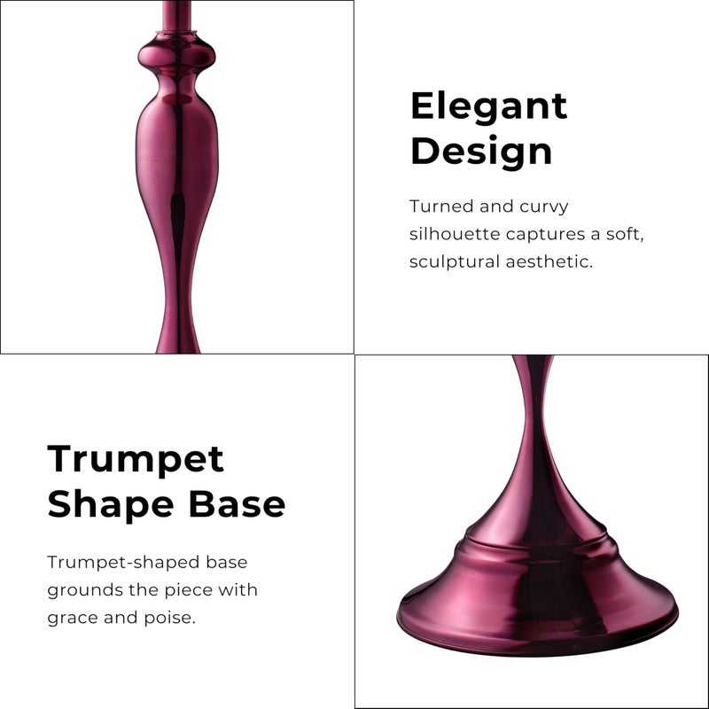 Homes: Inside + Out Halric Modern 24" Tall Round End Table with Decorated Tabletop and Iron Metal Base, Accent Furniture, Elegant Pedestal Stand for Living Room, Home Office, Chrome Purple - Image 5