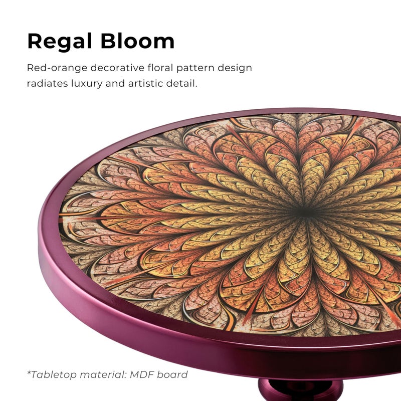 Homes: Inside + Out Halric Modern 24" Tall Round End Table with Decorated Tabletop and Iron Metal Base, Accent Furniture, Elegant Pedestal Stand for Living Room, Home Office, Chrome Purple - Image 4