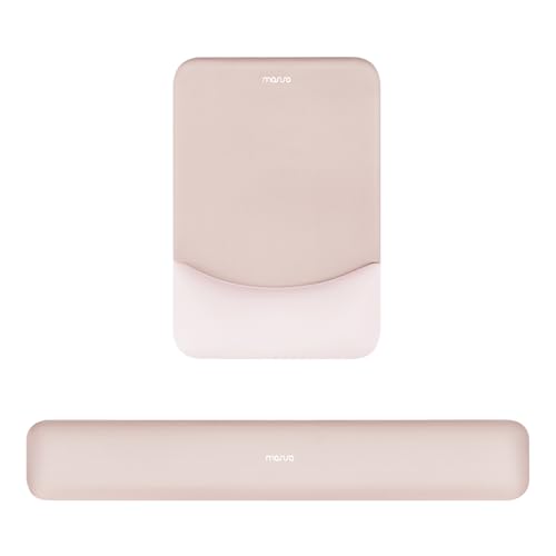 MOSISO Wrist Rest Support for Mouse PadKeyboard Set Rectangular Ergonomic Mousepad NonSlip Base HomeOffice Pain ReliefEasy Typing Pad with Neoprene ClothRaised Silicone Lining Apricot - Image 1