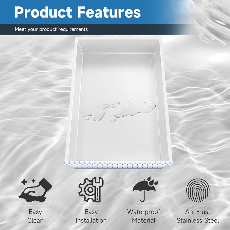 BATHFINESSE 18x12 Insert Shower Niche, 1 Shelf, Modern Contemporary Style, Wall Mounted, Stainless Steel, White - Image 4