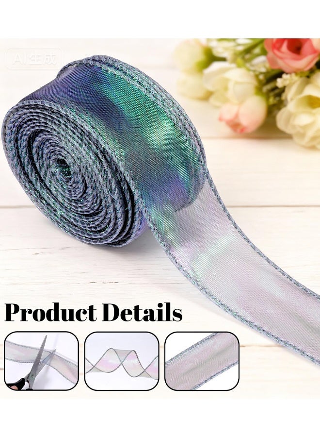 3 Rolls Iridescent Organza Ribbon, Craft Decorative Ribbon, Gift Wrapping, Bridal Bouquet Shiny Craft Ribbons, For Floral Bouquets Wedding - Image 3