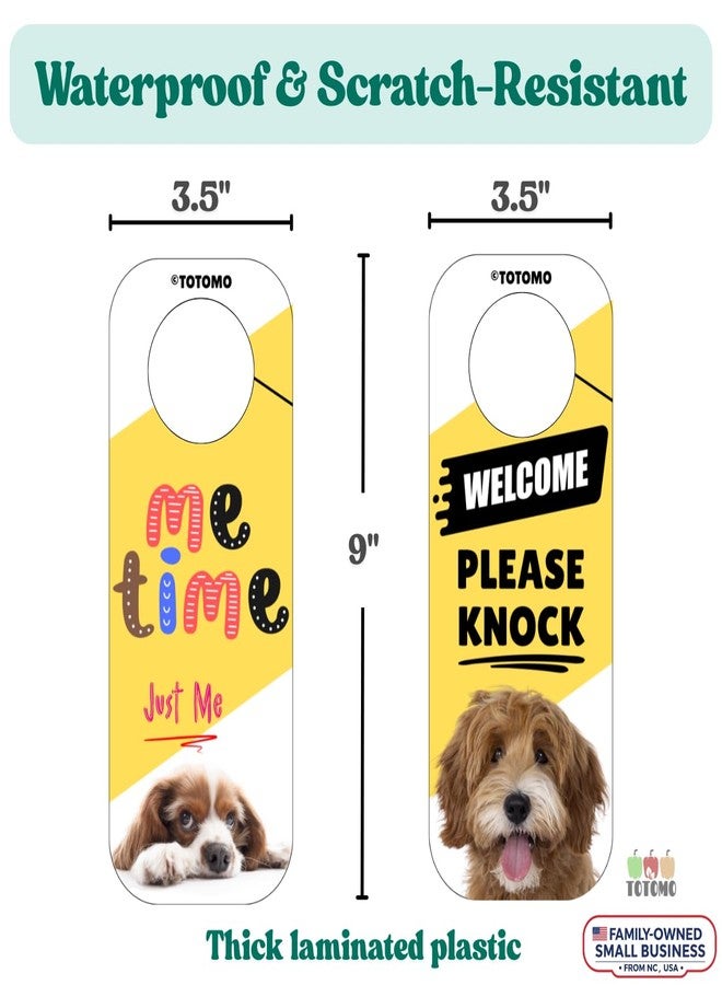 TOTOMO Do Not Disturb Door Hanger Sign for Doorknob or Lever Handle, Busy|Me Time|Please Knock|Stay Out, 3.5" x 9" Cute Dog & Cat Pet Design for Teenagers, Dorm Room, Home Office, Mood Sign - Image 3