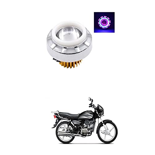 XZRTZ Dual Aperture Hi/Low Beam LED Projector Headlight For Motorcycle Angel Eyes Devil Eyes Halo Compatible With H-ero Splendor Plus - Image 3