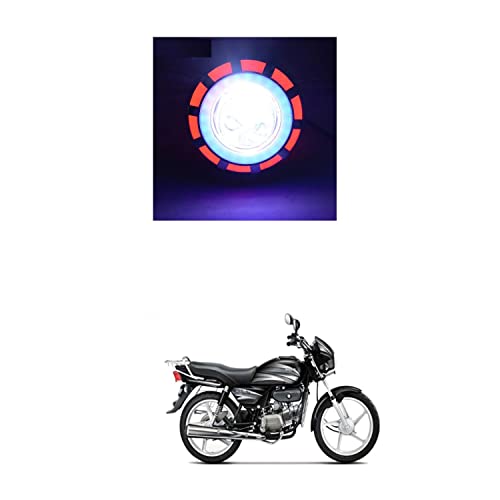 XZRTZ Dual Aperture Hi/Low Beam LED Projector Headlight For Motorcycle Angel Eyes Devil Eyes Halo Compatible With H-ero Splendor Plus - Image 2
