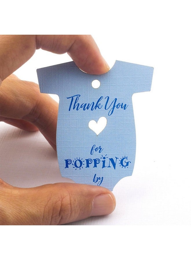 Summer-Ray.com Summerray 50Pcs Blue Baby Onesie Baby Shower Favor Thank You Tags Thank You For Popping By - Image 3