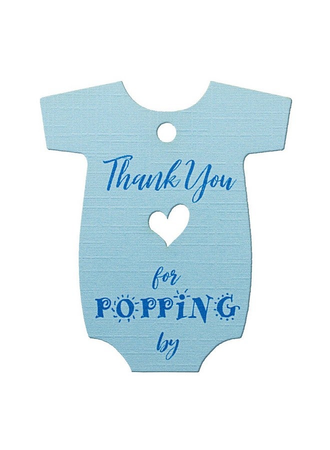 Summer-Ray.com Summerray 50Pcs Blue Baby Onesie Baby Shower Favor Thank You Tags Thank You For Popping By - Image 1