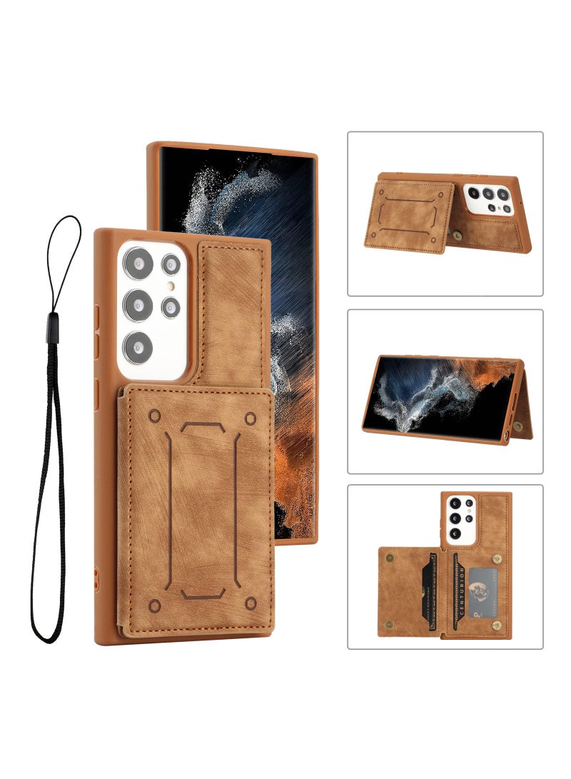 Suteni Back Cover Card Slots Leather Phone Case for Samsung - Image 3