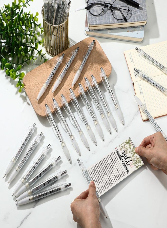 Trandraft 50 Pcs Easter Christian Gift for Church Members Women Bible Verse Pens Bulk Religious Retractable Ballpoint Pen with Books of The Bible for Mothers Day VBS Favors (Emergency Numbers) - Image 4