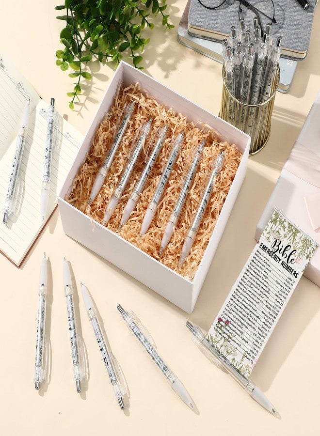 Trandraft 50 Pcs Easter Christian Gift for Church Members Women Bible Verse Pens Bulk Religious Retractable Ballpoint Pen with Books of The Bible for Mothers Day VBS Favors (Emergency Numbers) - Image 5