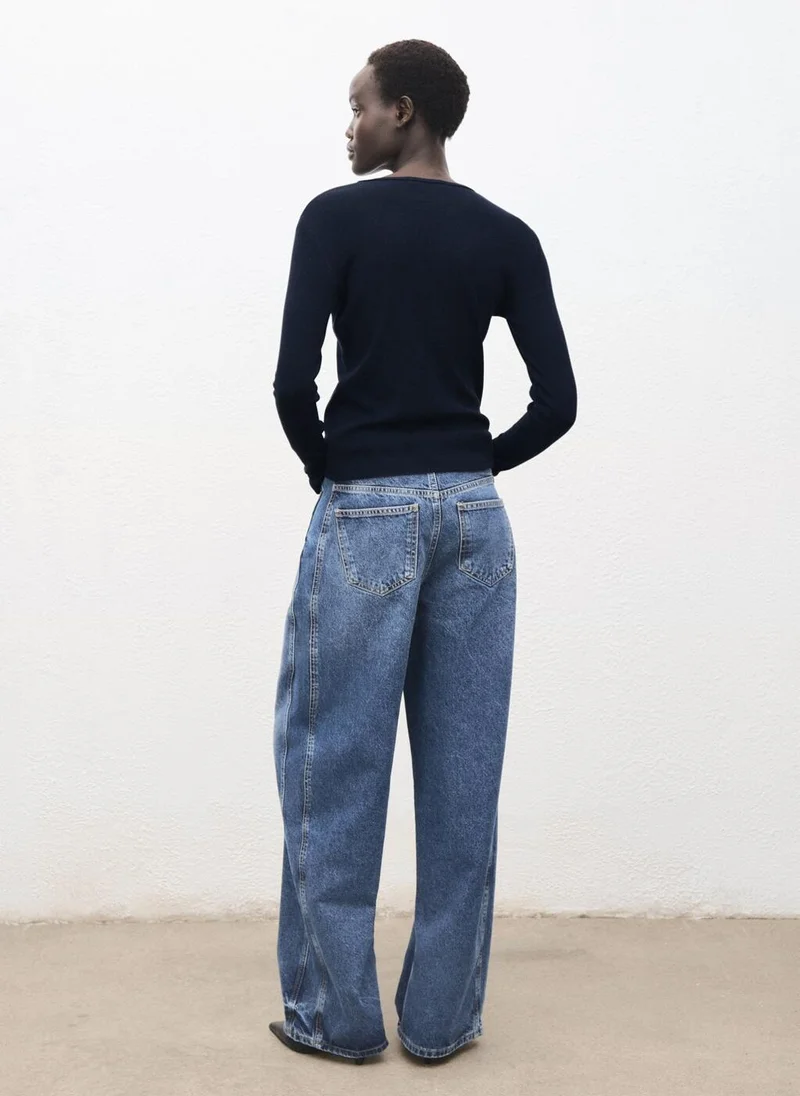 MANGO Ribbed long-sleeved t-shirt