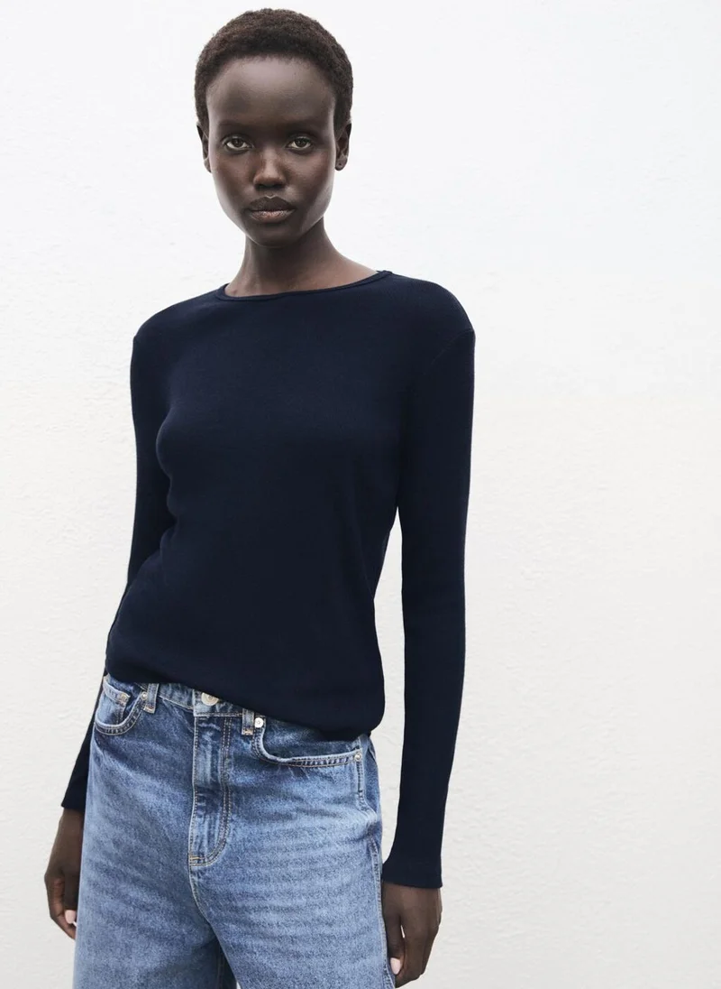 MANGO Ribbed long-sleeved t-shirt