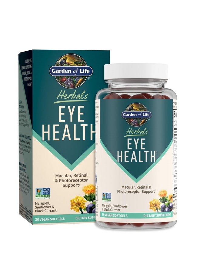 Garden of Life - Garden of Life Herbals Eye Health Supplement with Sunflower & Safflower Oil, Lutein, Zeaxanthin & Black Currant for Dry Eyes & Healthy Vision Support - Non-GMO, Gluten-Free, Berry Flavor, 30 Servings - Image 1