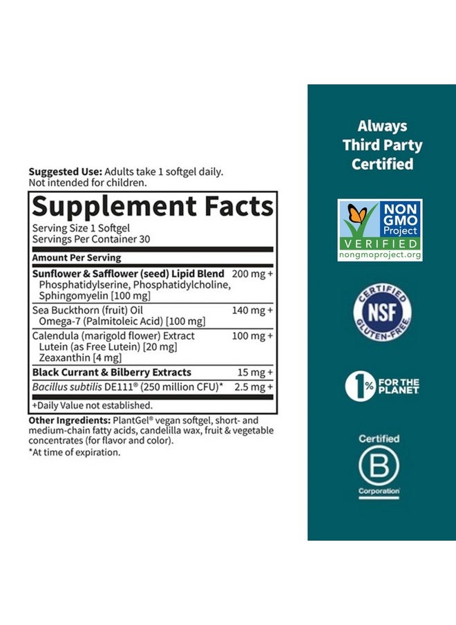 Garden of Life - Garden of Life Herbals Eye Health Supplement with Sunflower & Safflower Oil, Lutein, Zeaxanthin & Black Currant for Dry Eyes & Healthy Vision Support - Non-GMO, Gluten-Free, Berry Flavor, 30 Servings - Image 1